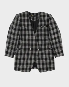 00s Black And White Checked Blazer Jacket - M