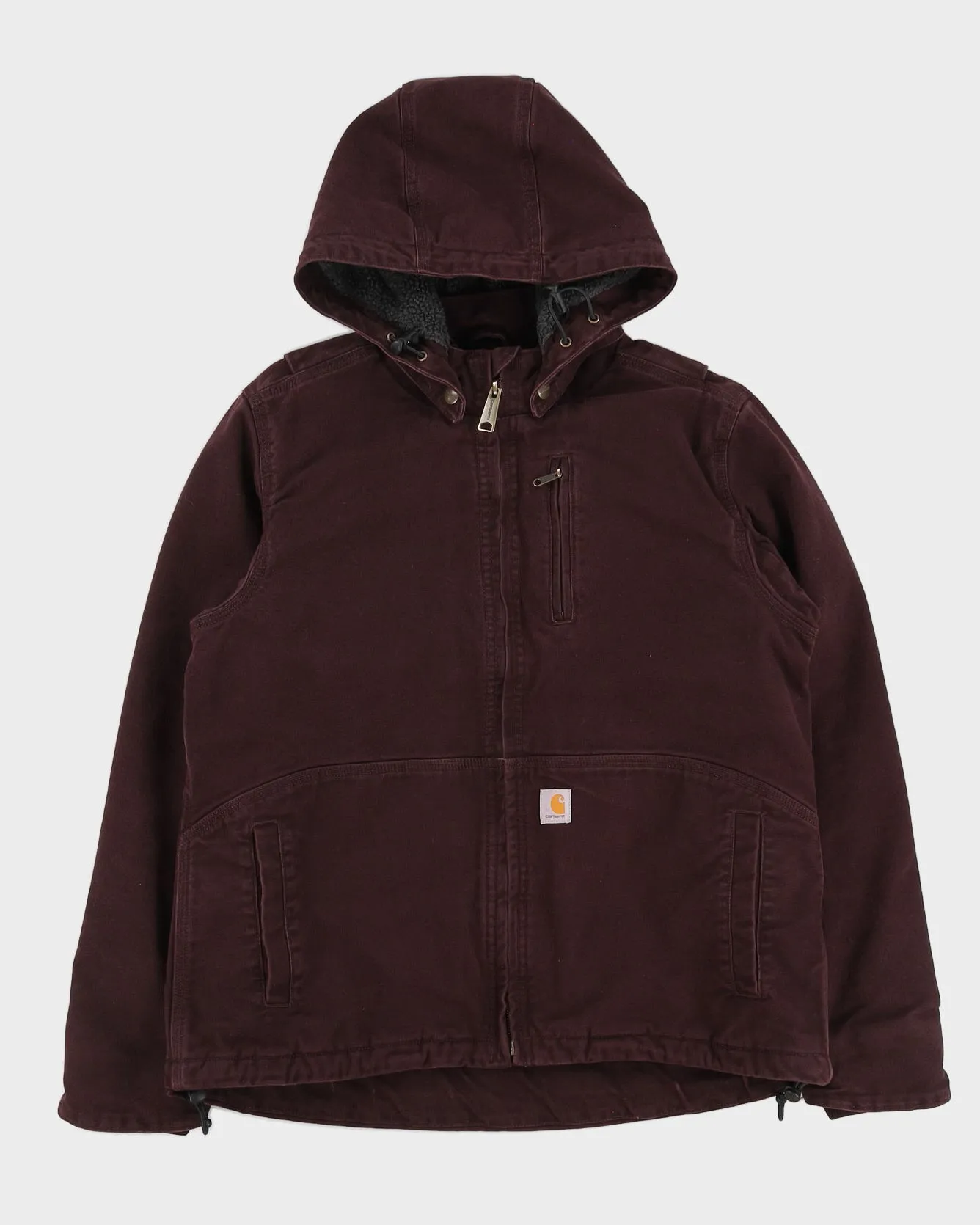 00s Carhartt Burgundy  Workwear Hooded Fleece Lined Jacket - M