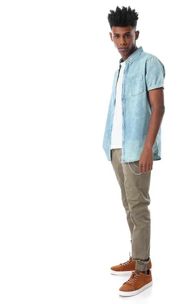 54505 Half Sleeves Wash Out Denim Shirt