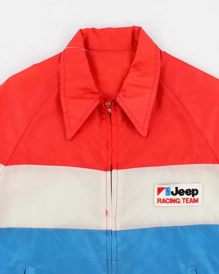 70's Vintage Men's Red And Blue Jeep Shell Racing Jacket - M