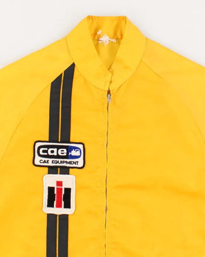 70's Vintage Men's Yellow Striped Shell Racing Jacket - XL