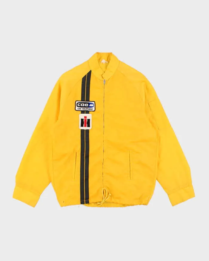 70's Vintage Men's Yellow Striped Shell Racing Jacket - XL