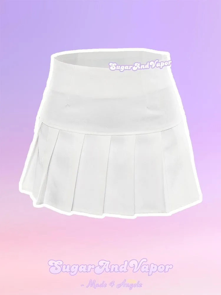 90s-Inspired Spice Girl Vintage White Super Mini Tennis Skirt for Women