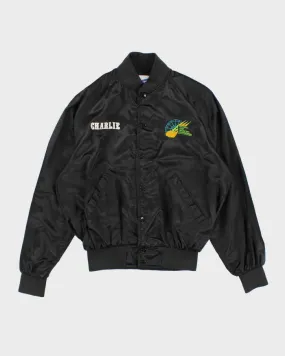 90s Vintage Men's Black Club 21 Varsity Jacket - M