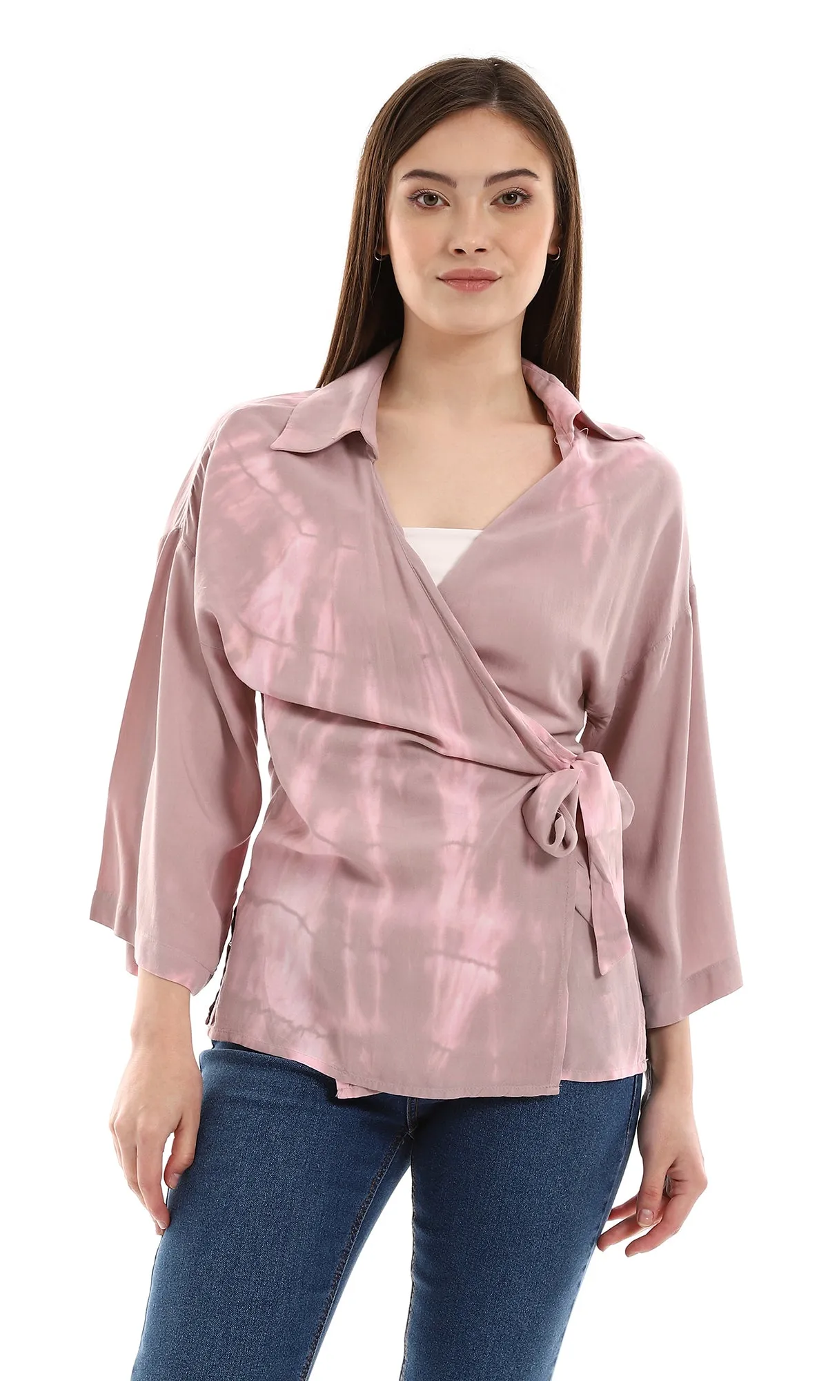 97480 Purple & Rose Tie Dye Wrapping Blouse