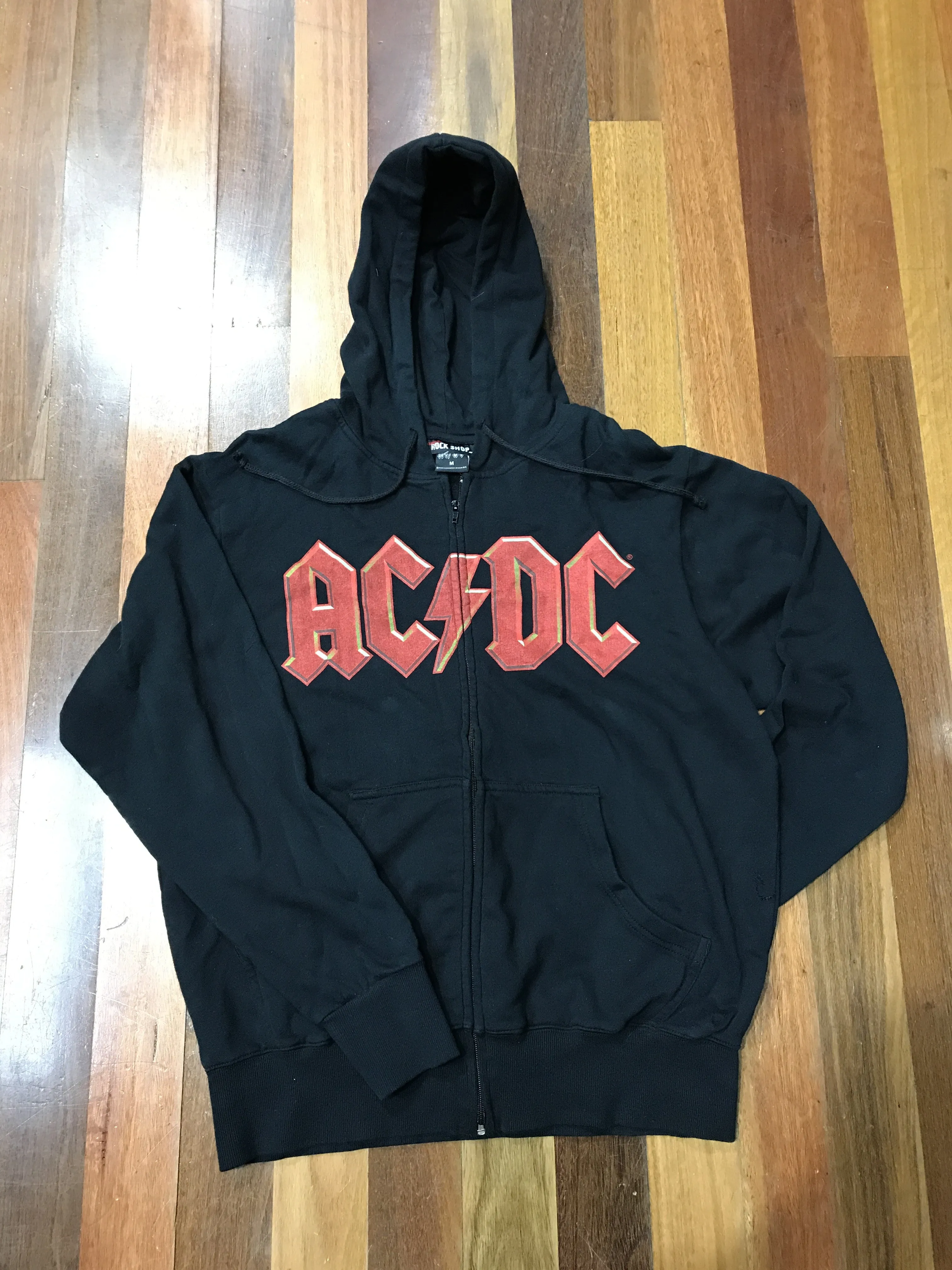 AC/DC Zip Up Hood Unisex Black Red