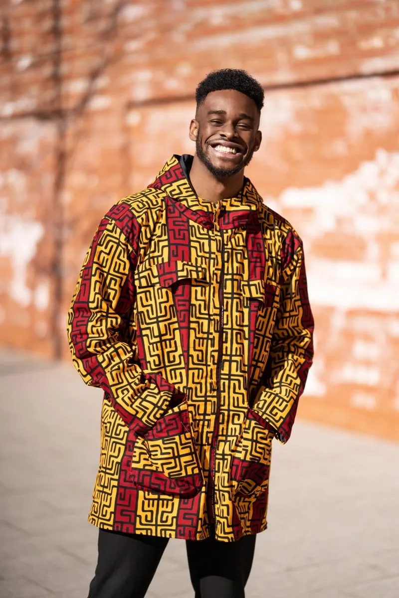 African Jacket In Red Orange Print