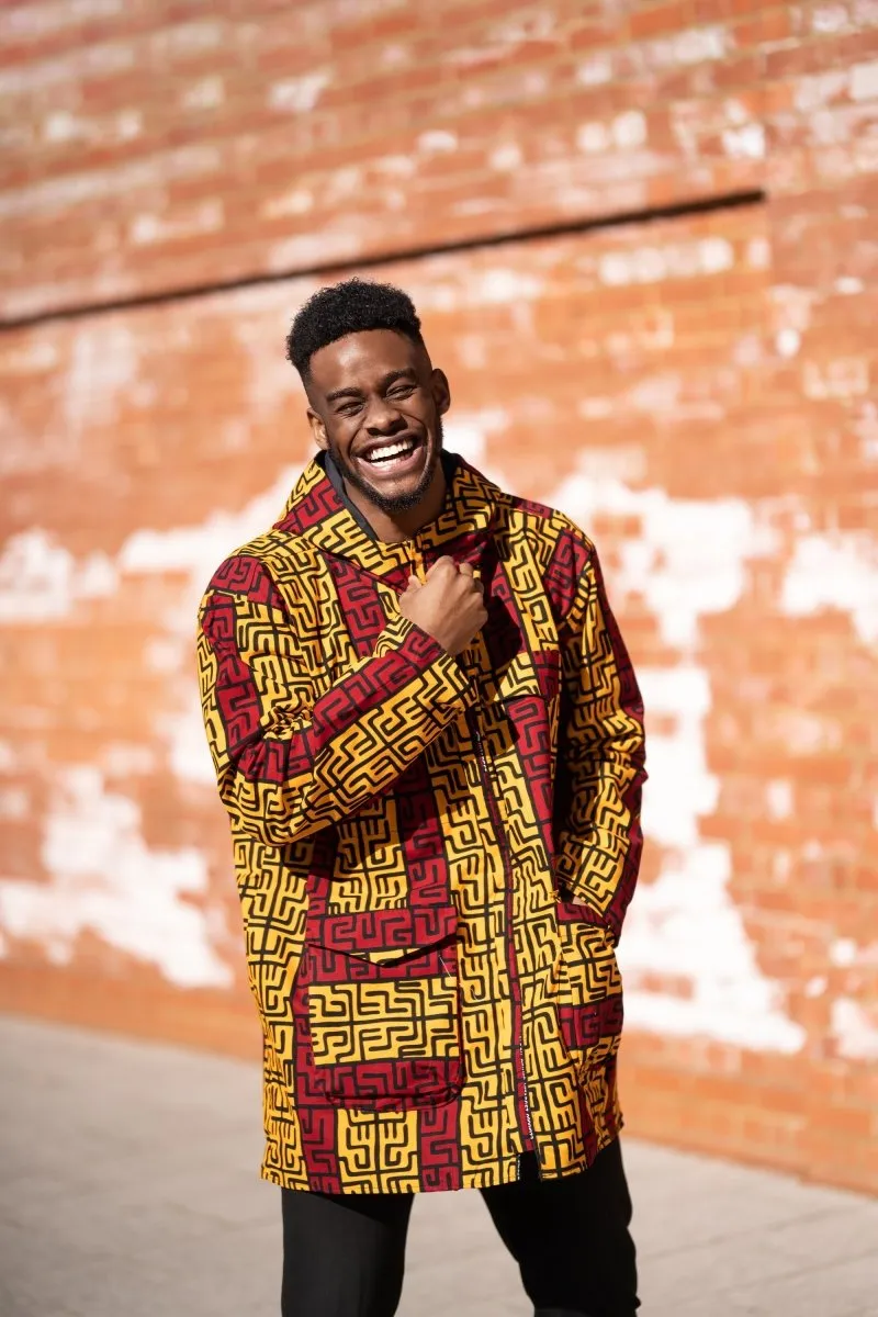 African Jacket In Red Orange Print