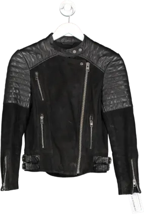 All Saints Black Suede & Leather Biker Jacket UK 4