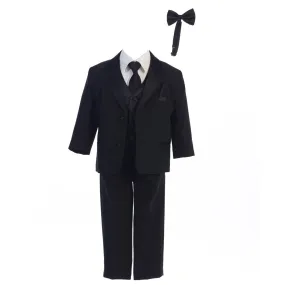 Baby Boys Black Dinner Jacket Vest Bow Tie Zipper Shirt Pant Tuxedo 3-24M