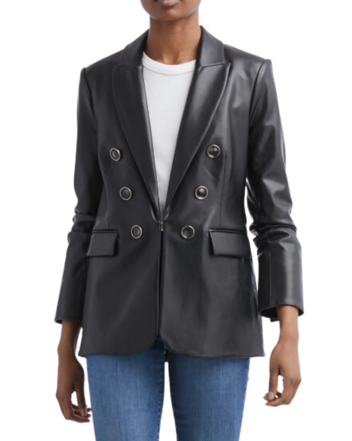 Beacon Vegan Leather Dickey Jacket (Black)