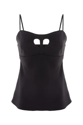 BLACK CUT-OUT HEART SILK TOP