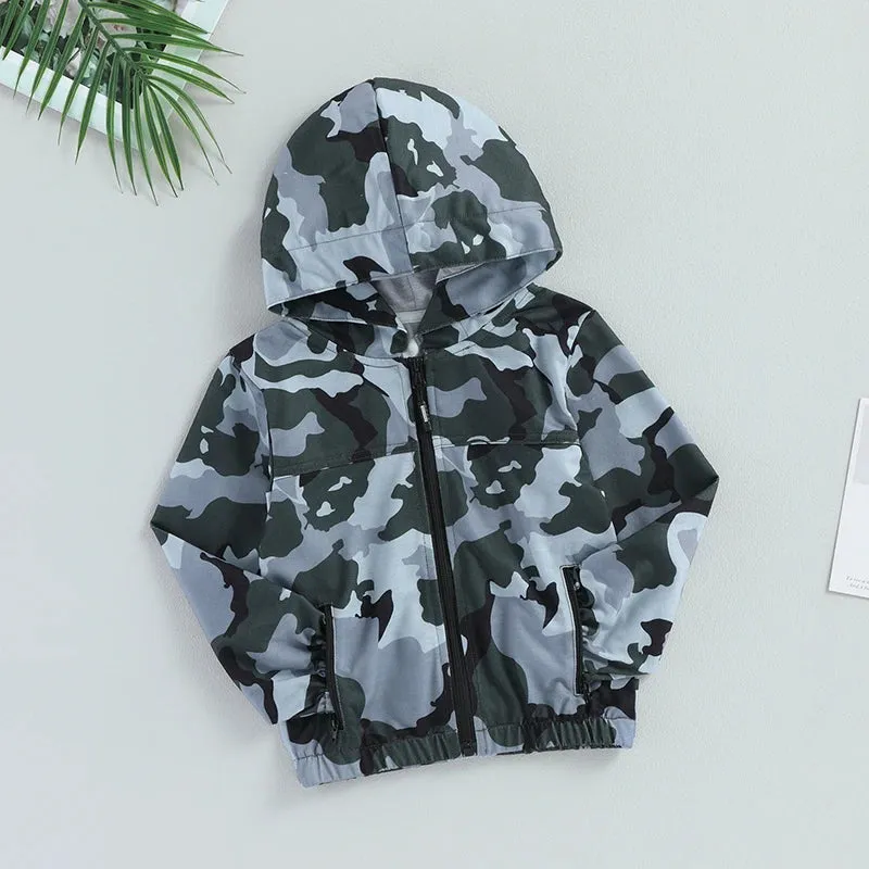 Boys Western Camo Zip-Up Hooded Jacket to Size 6