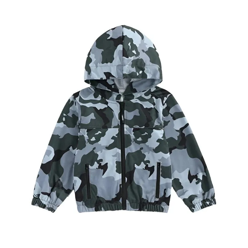 Boys Western Camo Zip-Up Hooded Jacket to Size 6