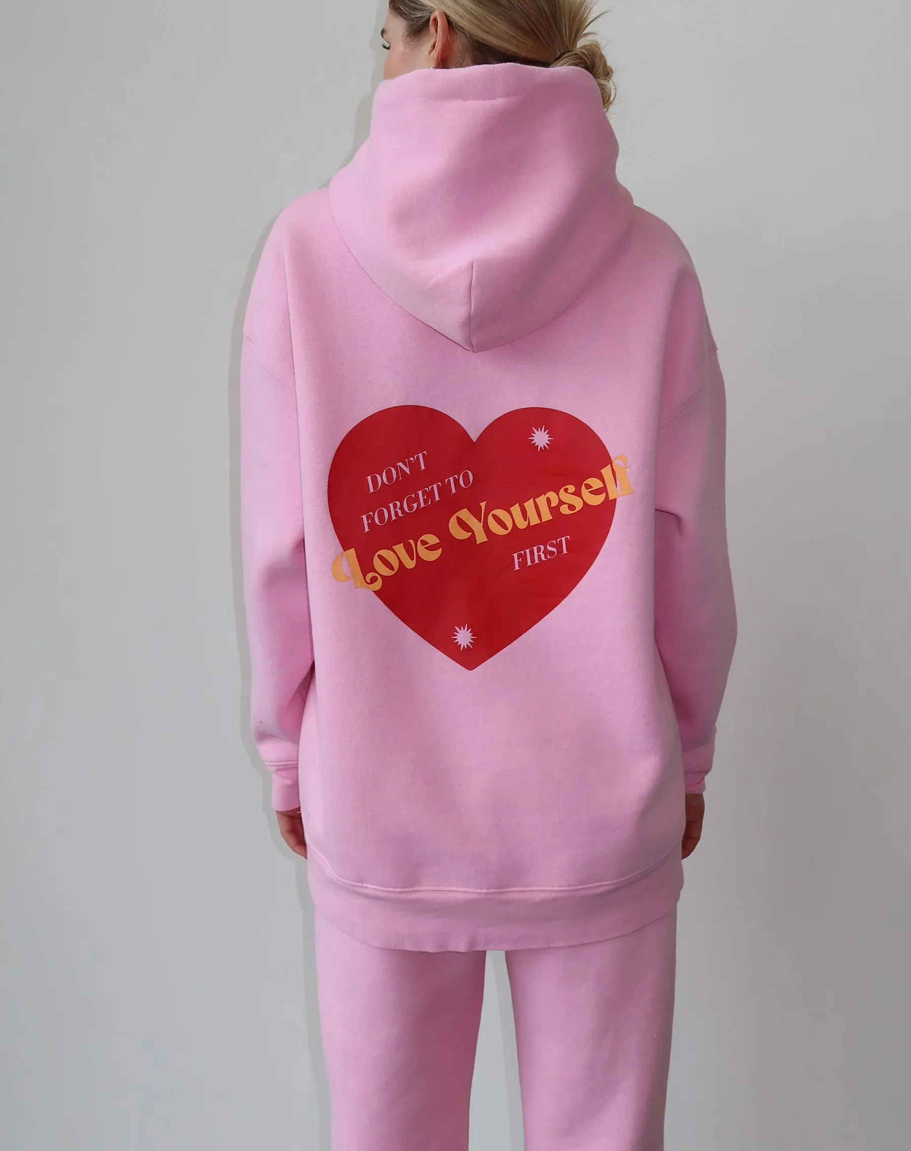 Brunette the Label The "LOVE YOURSELF" Classic Hoodie | Baby Pink btls619vd24