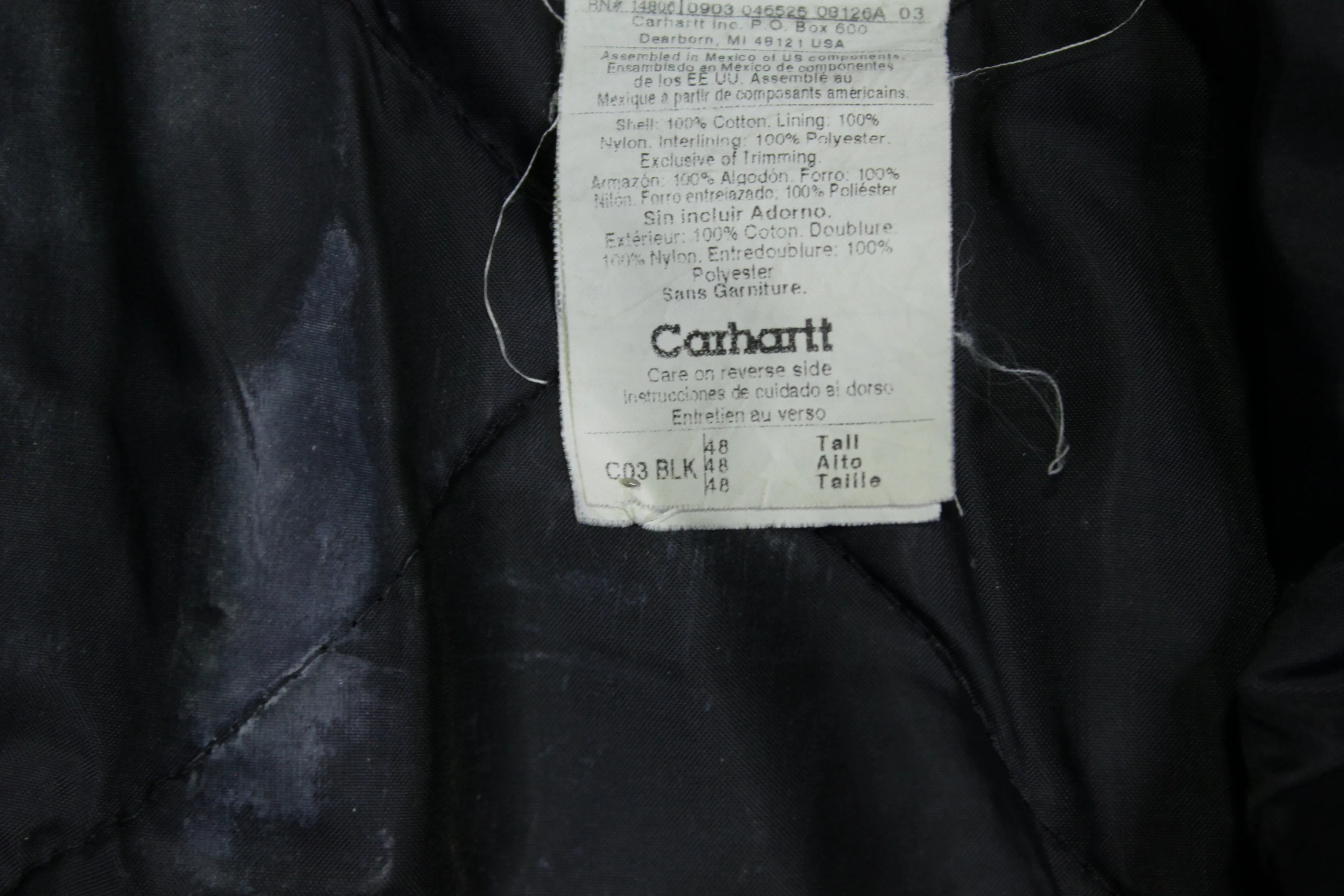 Carhartt C03 Traditional Duck Arctic Quilt Lined Barn Chore Coat Work Jacket