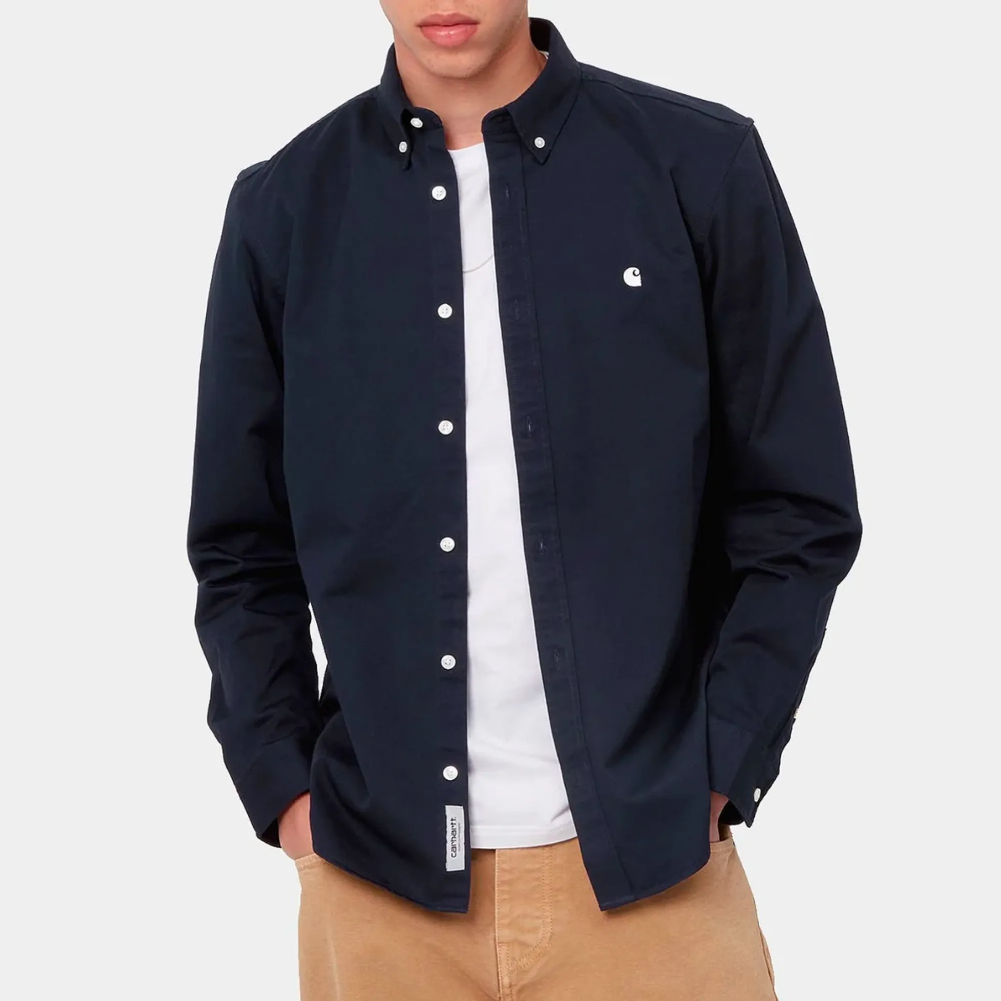 Carhartt WIP Madison L/S Shirt Dark Navy/White