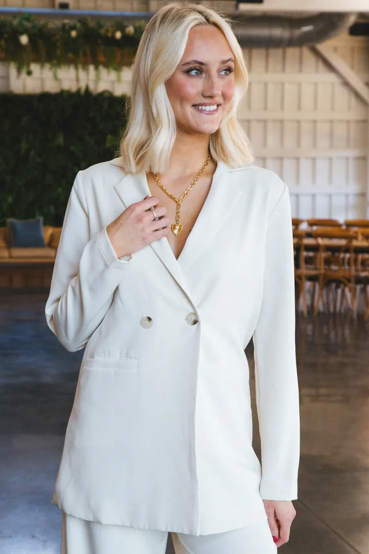 Carrey Front Button Blazer, Ivory | Sadie & Sage