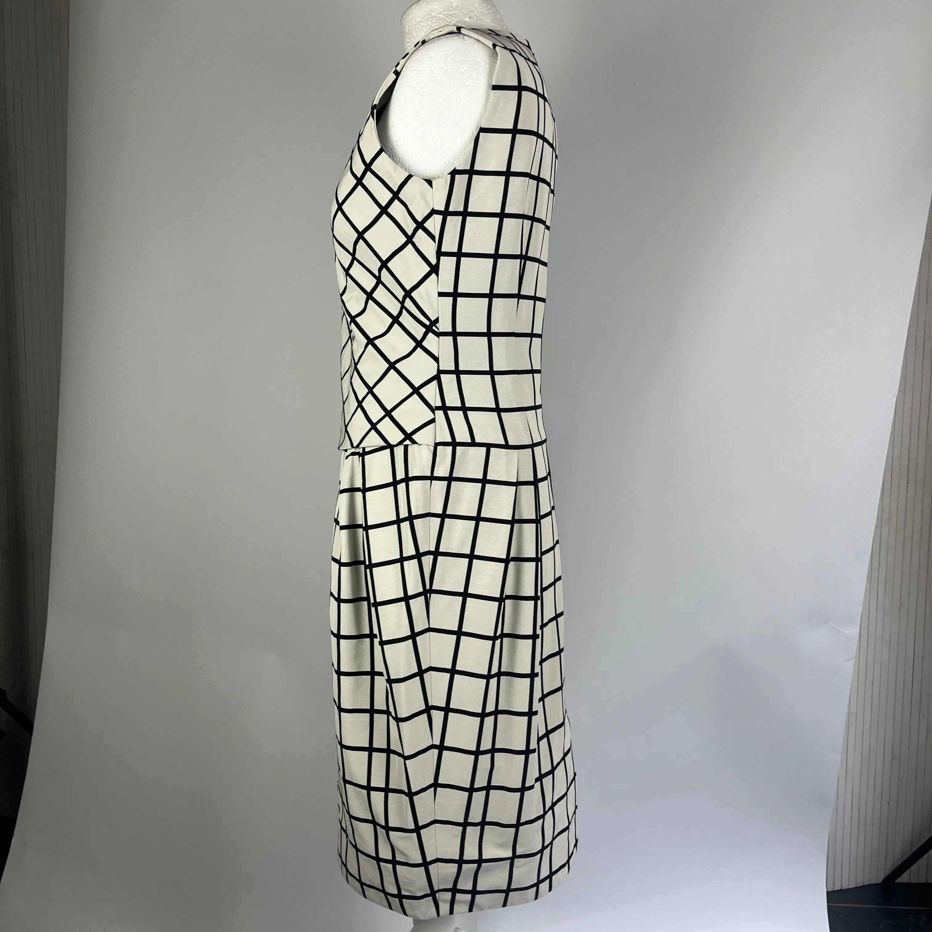 Christian Dior Ivory & Black Grid Midi Dress M