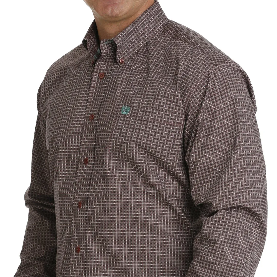 Cinch Men's Geometric Hex Print Button-Down Shirt In Burgundy