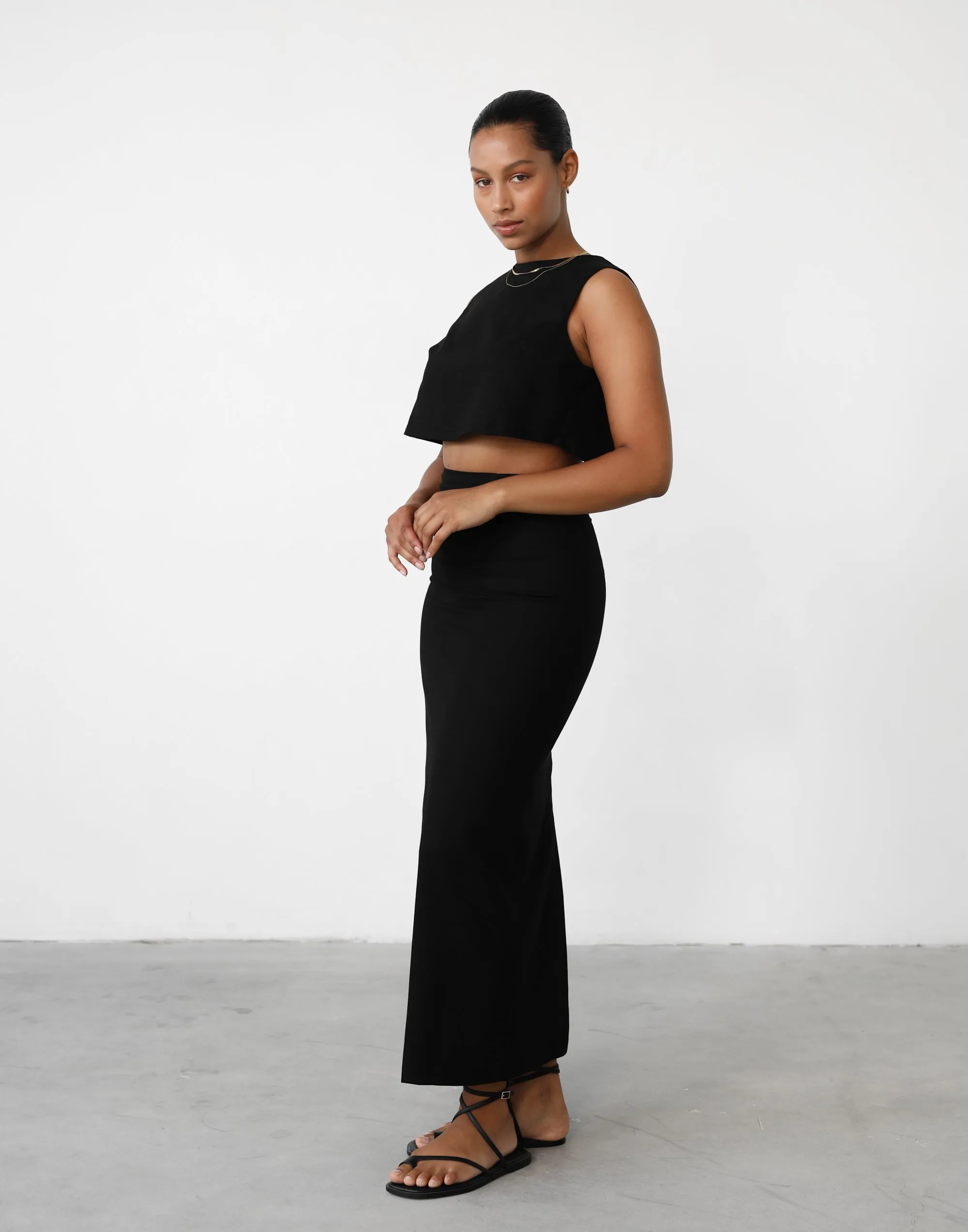 Como Linen Maxi Skirt (Black)