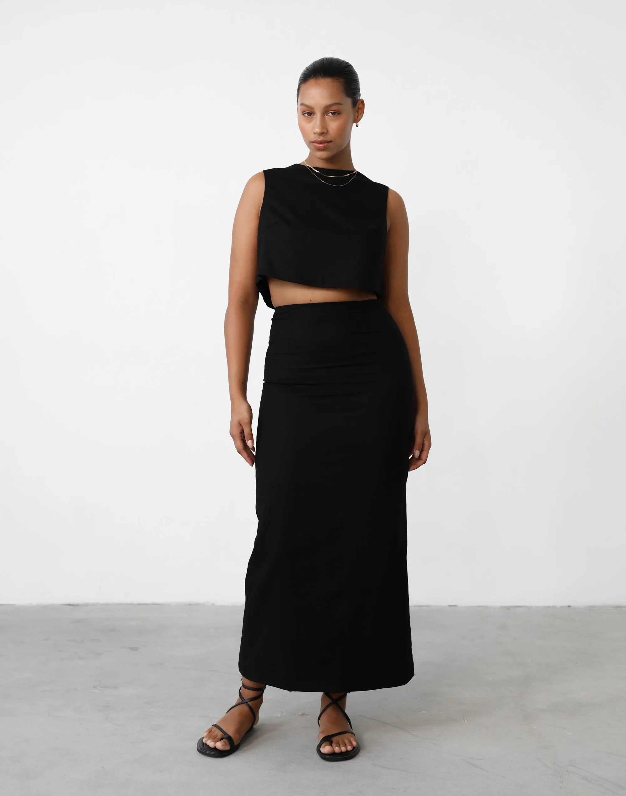 Como Linen Maxi Skirt (Black)