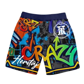 CRAZY GRAFFITI PRINT-BASKETBALL SHORTS