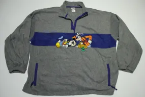 Disney Store Vintage 90's Mickey Donald Goofy Pluto Fleece Quarter Zip Pullover Jacket