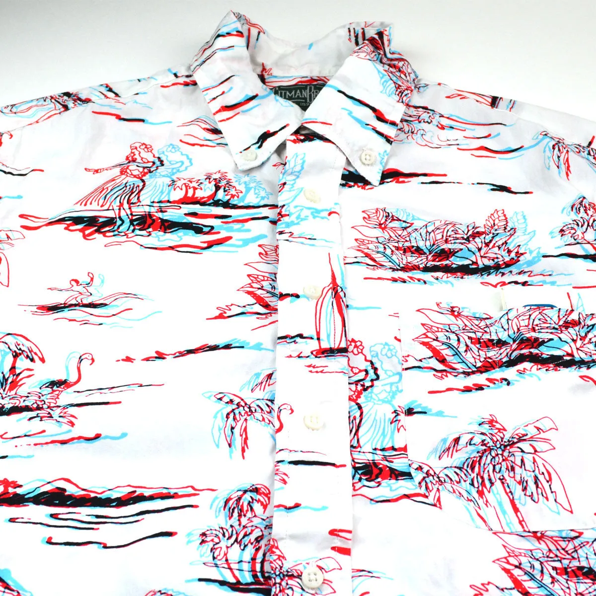 Gitman Vintage - 3D Print Short-Sleeve Shirt - White / Red / Blue