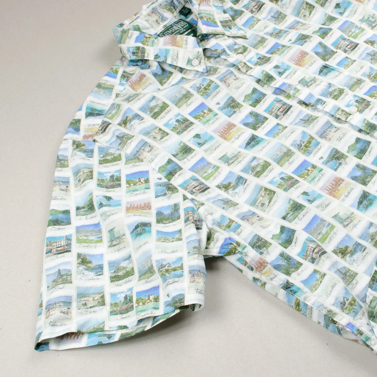 Gitman Vintage - Postcard Print Short-sleeve Shirt - White