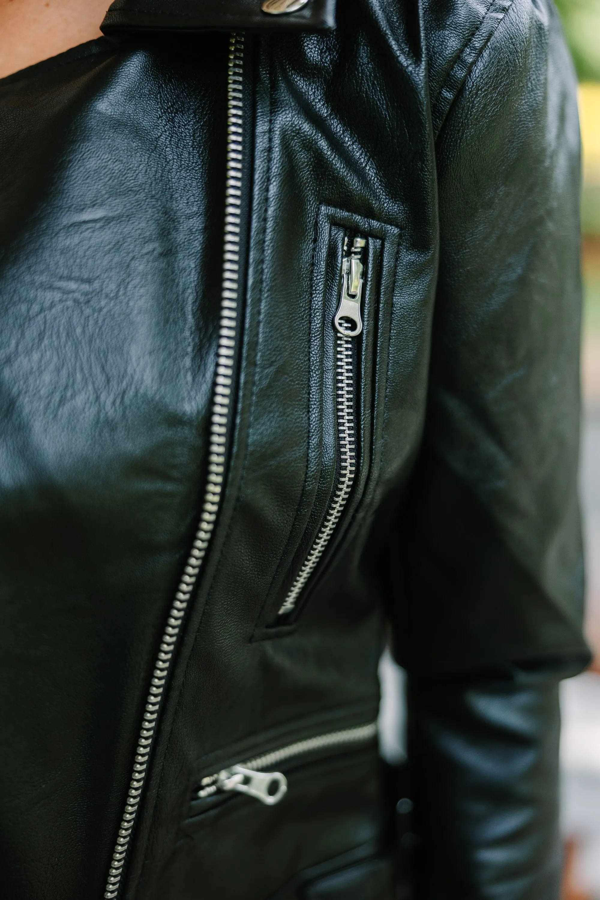 Give One Reason Black Faux Leather Jacket