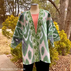 Green Embroidered Ikat Jacket