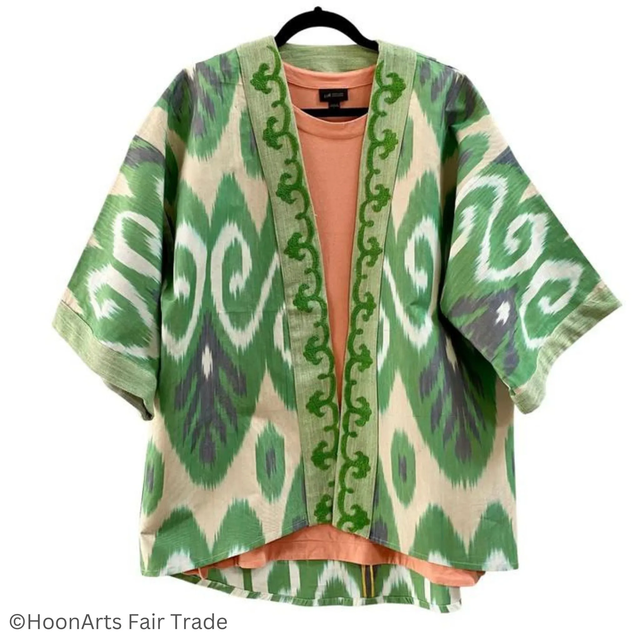 Green Embroidered Ikat Jacket