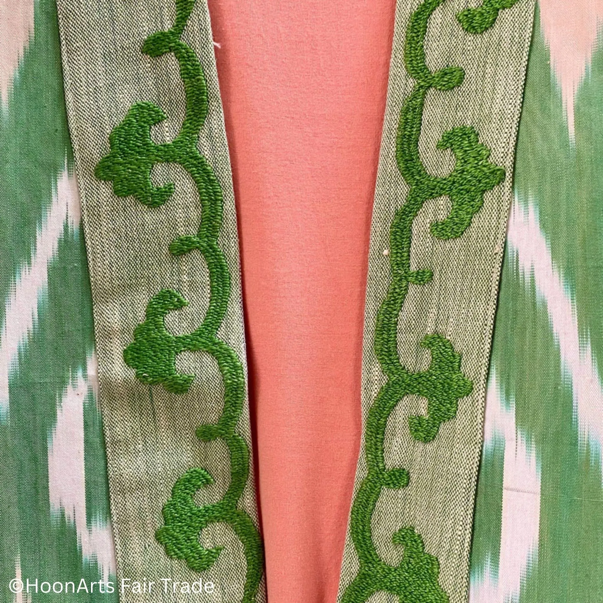 Green Embroidered Ikat Jacket