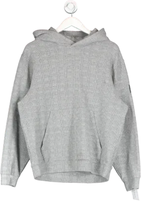 Grey Oversized Checked Hoodie One Size