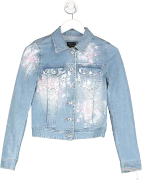 Guess Blue Custom Painted Denim Jacket UK XS