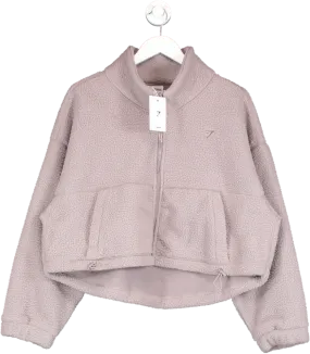 gymshark Purple Elevate Fleece Midi Jacket In Washed Mauve UK XL