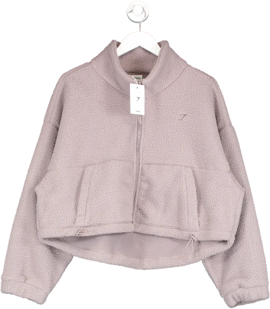 gymshark Purple Elevate Fleece Midi Jacket In Washed Mauve UK XL