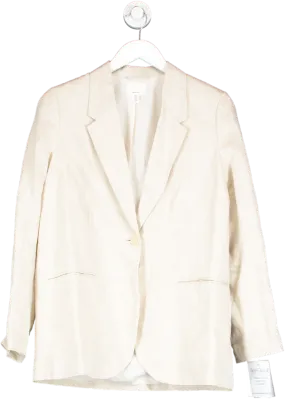 H&M Beige Single Breasted Linen Blend Jacket UK S