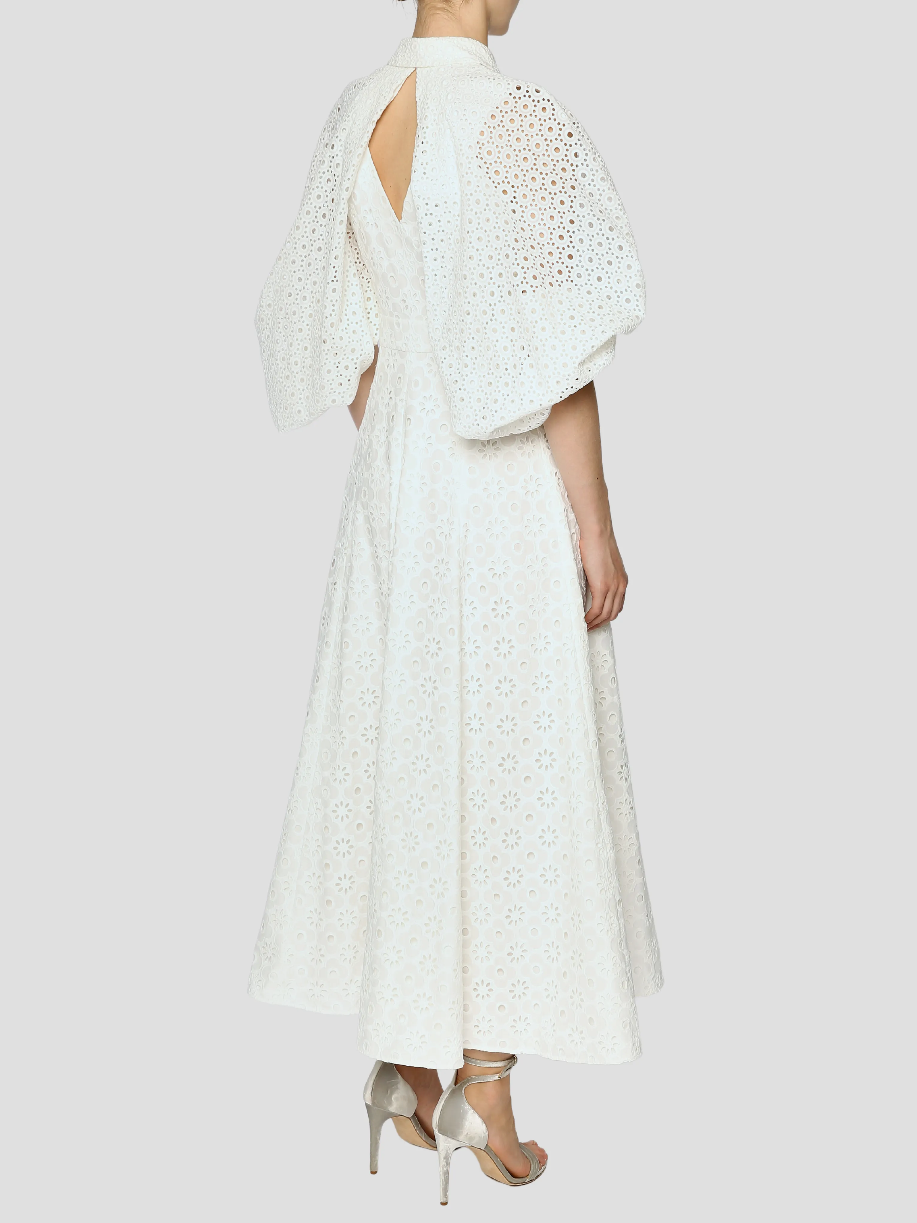 Hedren Broderie Anglaise Midi Dress in White