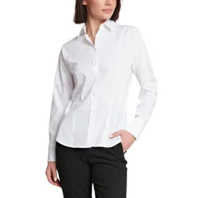 Elegant Hinson Wu Diane Long Sleeve Cotton Fitted Shirt - Classic White