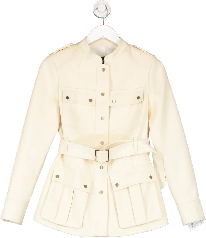 Karen Millen Cream Relaxed Tailored Belted Utility Pocket Jacket UK 6