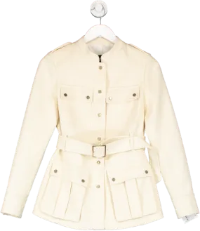 Karen Millen Cream Relaxed Tailored Belted Utility Pocket Jacket UK 6