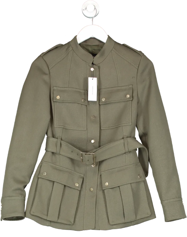 Karen Millen Green Relaxed Tailored Belted Utility Pocket Jacket UK 6