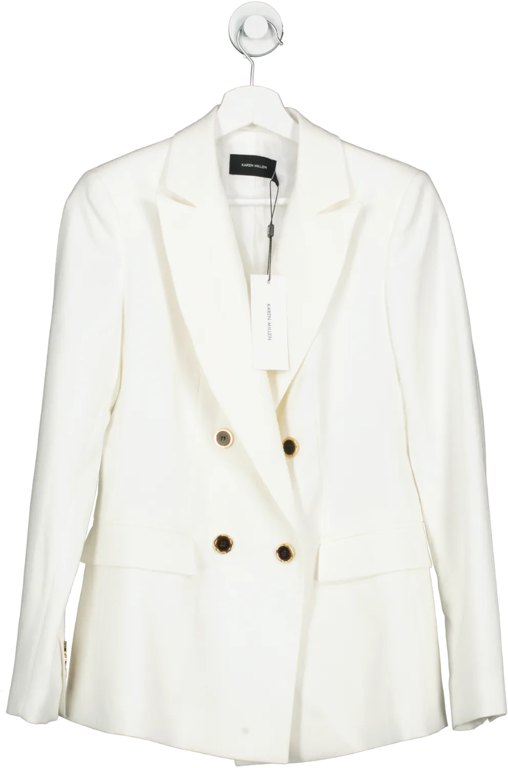 Karen Millen White Relaxed Tailored Double Breasted Jacket UK 10