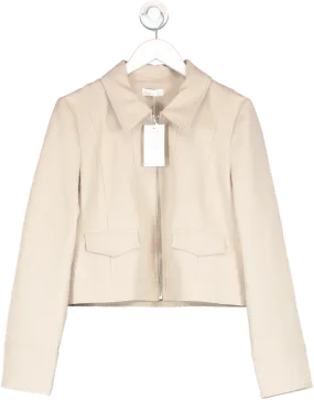 kookai Beige Ariel Staple Jacket Dark Oat UK 8