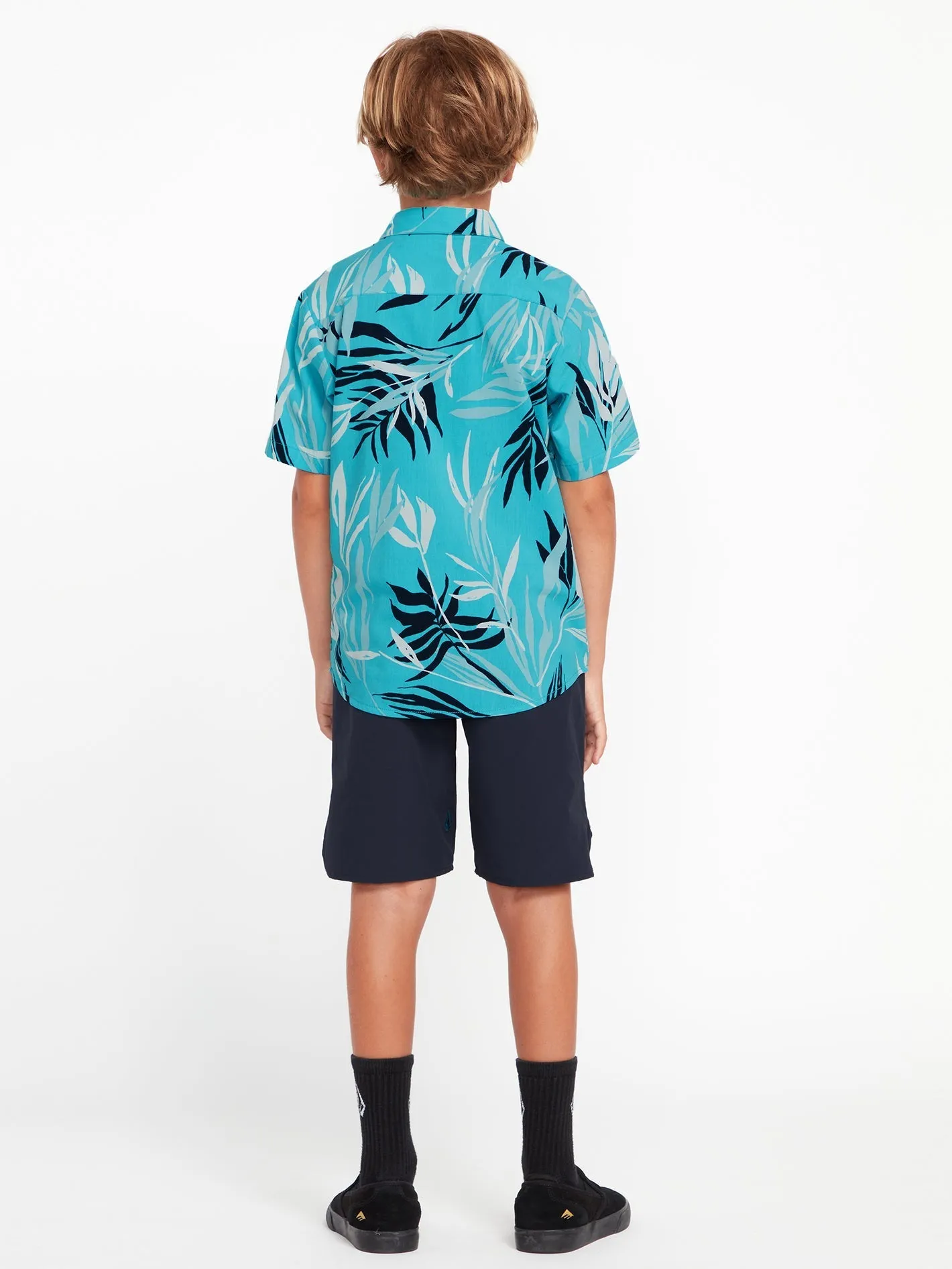 Little Boys Bleeding Leaf Short Sleeve Shirt - Electric Blue