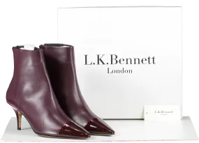 LK Bennett Dark Red Patent Leather-toecap Leather Ankle Boots UK 8 EU 41 👠