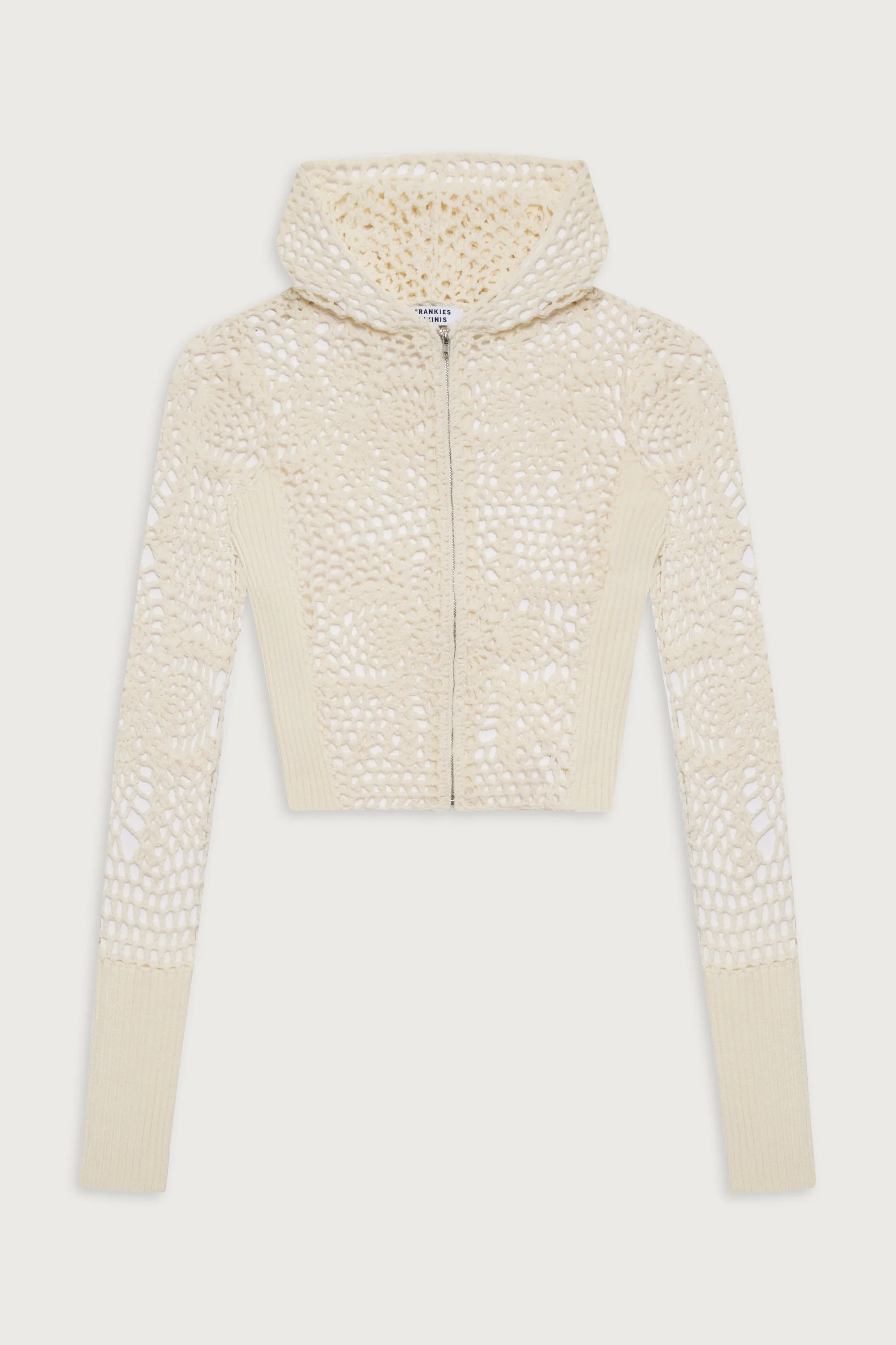 Lyla Crochet Zip Up Hoodie - White