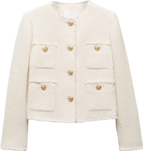 MANGO Cream Pocket Tweed Jacket BNWT UK M